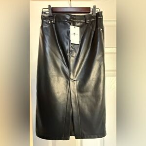 7 For All Mankind Black faux Leather Pencil Skirt